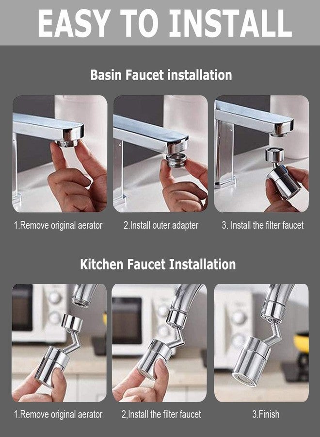 Fayby Multifunctional 720° Rotating Faucet Extender | Swivel Facet Wash Basin Aerator Sink Face Wash | Kitchen Faucet Aerator (Silver) - Image 4